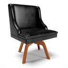 Kit 4 Cadeiras Estofadas Base Giratória De Madeira Lia Sintét