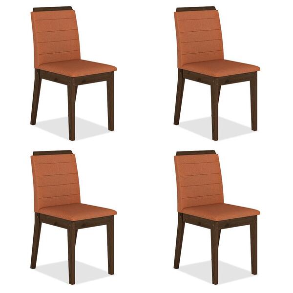 Kit 4 Cadeiras Estofadas Cairo Imbuia/terracota - Móveis Arap