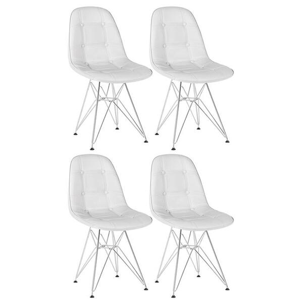 Kit 4 Cadeiras Estofadas Charles Eames Eiffel Botonê Com Pés