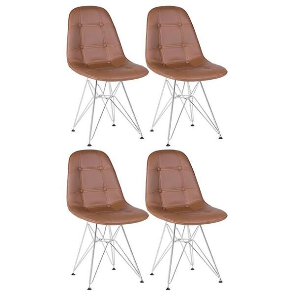 Kit 4 Cadeiras Estofadas Charles Eames Eiffel Botonê Com Pés