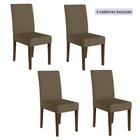 Kit 4 Cadeiras Estofadas Com Encosto Bordado E Pés Mdf Jade A
