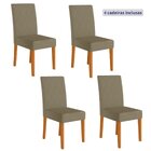 Kit 4 Cadeiras Estofadas Com Encosto Bordado E Pés Mdf Jade F
