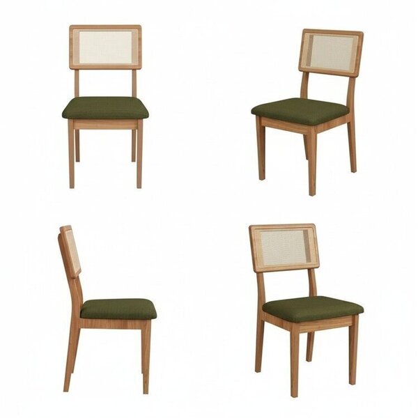 Kit 4 Cadeiras Estofadas Encosto Telado Estrutura 100% Mdf Bo