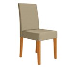 Kit 4 Cadeiras Estofadas Lisa E Pés Mdf Josi Freijó/bege