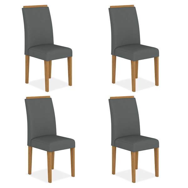 Kit 4 Cadeiras Estofadas Londres Cinamomo/cinza -  Moveis Ara