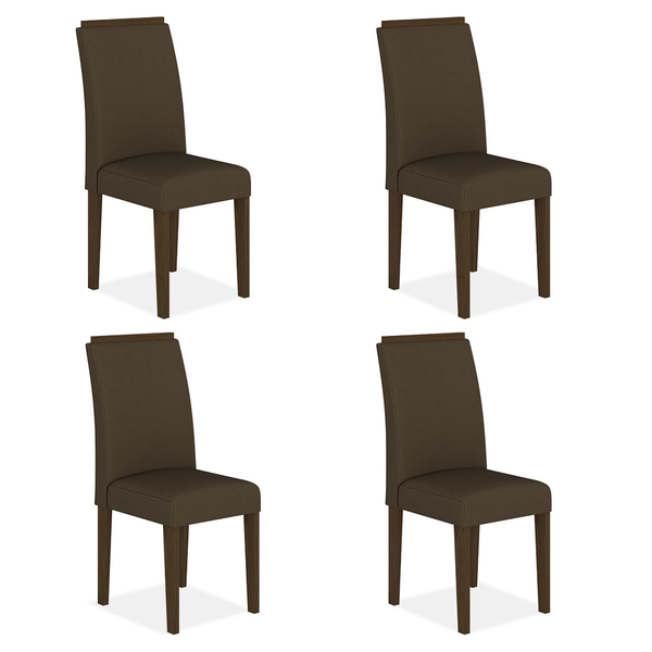 Kit 4 Cadeiras Estofadas Londres Imbuia/marrom - Moveis Arapo