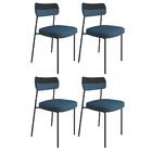 Kit 4 Cadeiras Estofadas Milli Corano/linho F02 Preto/azul -