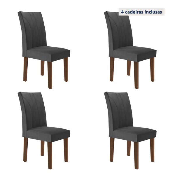 Kit 4 Cadeiras Estofadas Moscou Espresso Móveis Chocolate/off