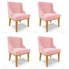 Kit 4 Cadeiras Estofadas Para Sala De Jantar Base Fixa De Mad
