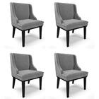 Kit 4 Cadeiras Estofadas Para Sala De Jantar Base Fixa De Mad