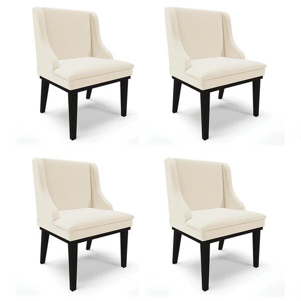 Kit 4 Cadeiras Estofadas Para Sala De Jantar Base Fixa De Mad