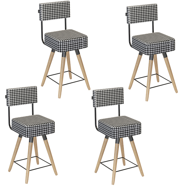 Kit 4 Cadeiras Estofadas Pés Madeira Maciça Suede Barcelona B