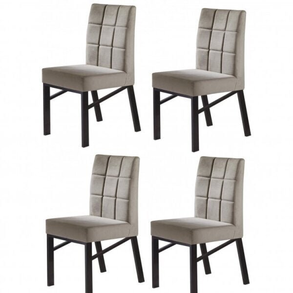 Kit 4 Cadeiras Estofadas Pés Metálicos Veneza Yescasa