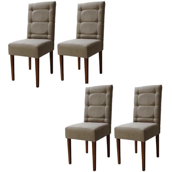 Kit 4 Cadeiras Estofadas Sala De Jantar Nina Veludo Bege