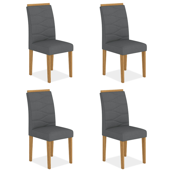 Kit 4 Cadeiras Estofadas Vitória Cinamomo/cinza - Móveis Arap