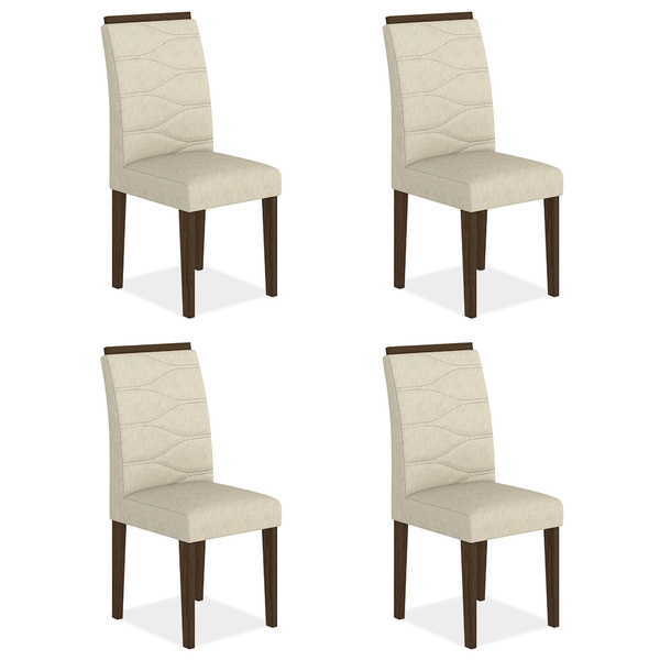 Kit 4 Cadeiras Estofadas Vitória Imbuia/bege - Móveis Arapong