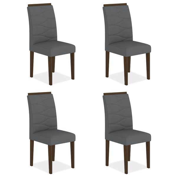 Kit 4 Cadeiras Estofadas Vitória Imbuia/cinza - Móveis Arapon