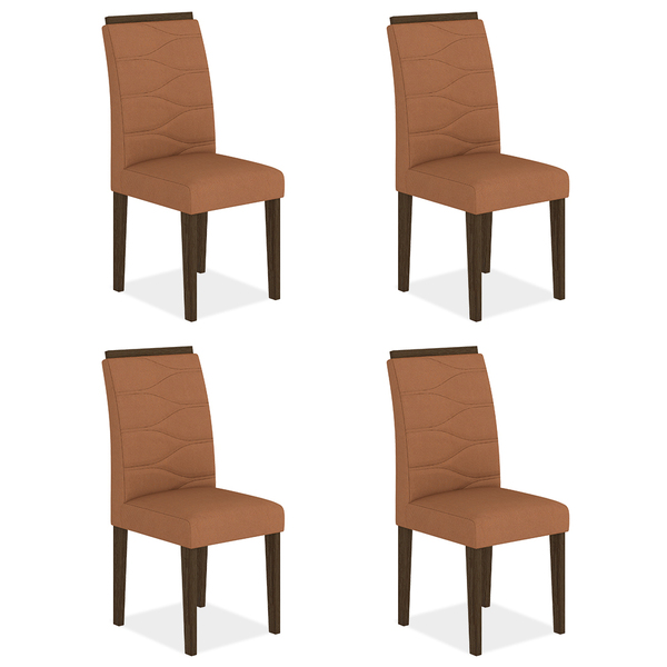 Kit 4 Cadeiras Estofadas Vitória Imbuia/terracota - Móveis Ar
