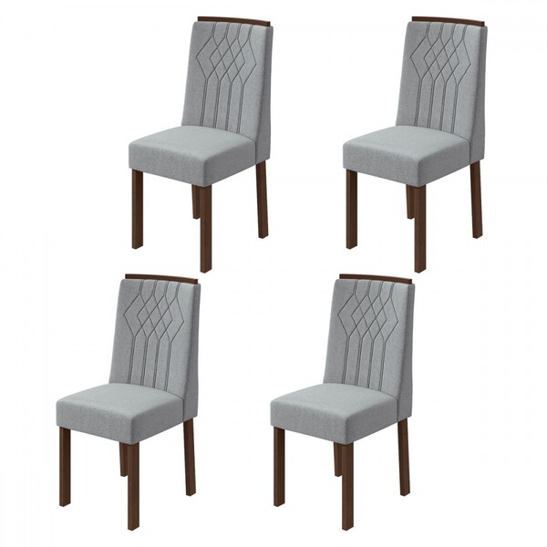 Kit 4 Cadeiras Exclusive Imbuia Clean/linho Cinza Claro 75870