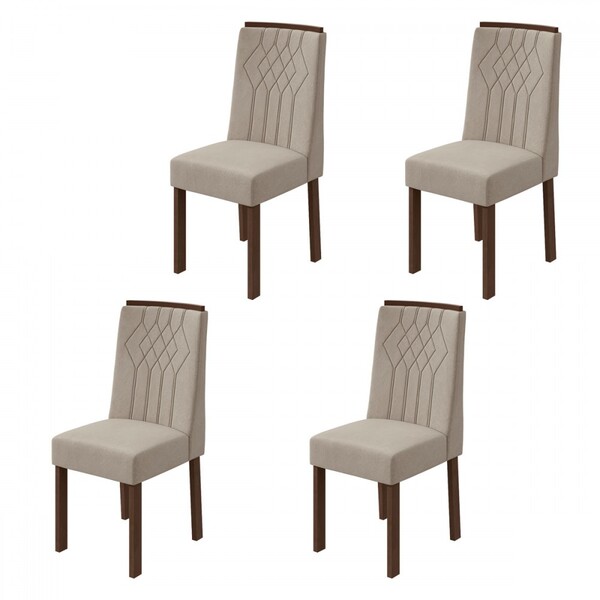 Kit 4 Cadeiras Exclusive Imbuia Clean/veludo Naturale Creme 7