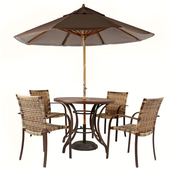 Kit 4 Cadeiras Fibra  Mesa  E  Marrom