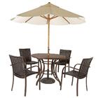 Kit 4 Cadeiras Fibra  Tabaco E Mesa  Marrom E  Bege