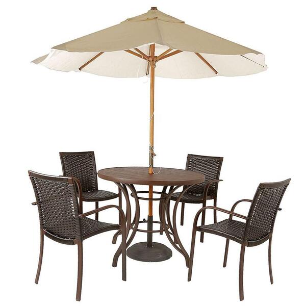 Kit 4 Cadeiras Fibra  Tabaco E Mesa  Marrom E  Bege