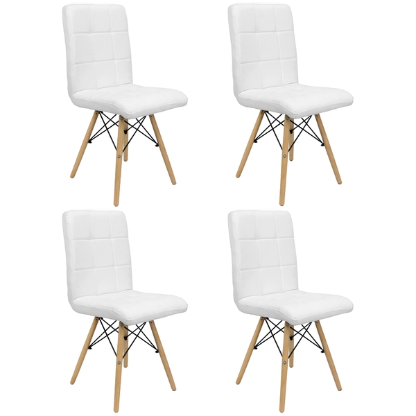 Kit 4 Cadeiras Gomos Eiffel Eames Fitz Dublin Estofada Base M