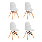 Kit 4 Cadeiras Infantil Eames Polipropileno Base Madeira Eiff