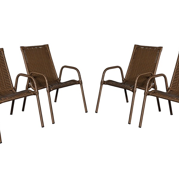 Kit 4 Cadeiras Ipanema Area Externa, Jardim Junco Chocolate