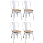 Kit 4 Cadeiras Iron Tolix Com Assento De Madeira Industrial J