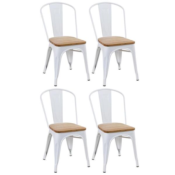 Kit 4 Cadeiras Iron Tolix Com Assento De Madeira Industrial J