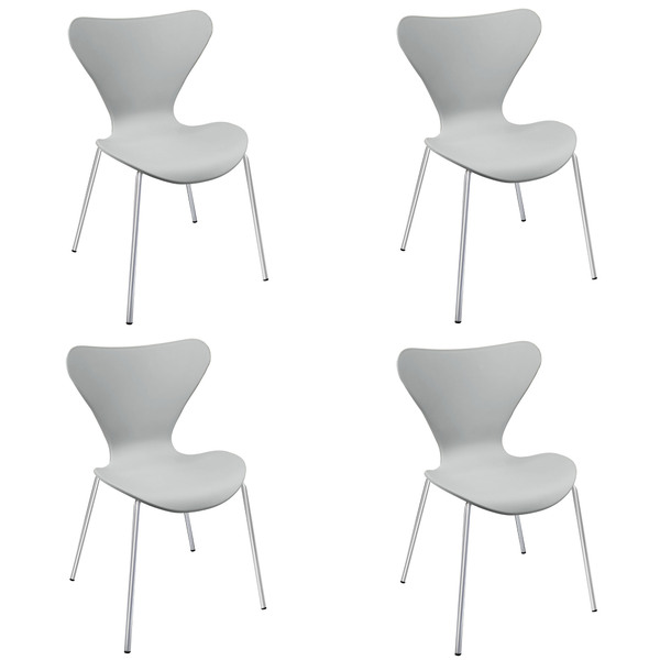 Kit 4 Cadeiras Jacobsen Polipropileno Sala Jantar Base Metal