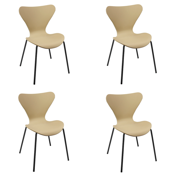 Kit 4 Cadeiras Jacobsen Polipropileno Sala Jantar Base Preta