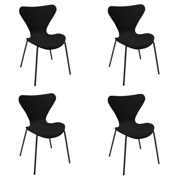 Kit 4 Cadeiras Jacobsen Polipropileno Sala Jantar Base Preta