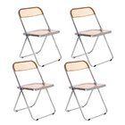 Kit 4 Cadeiras Jantar Design Dobrável Cristal Acrílico Transp