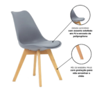 Kit 4 Cadeiras Jantar Eames Wood Leda Design Estofada Cinza