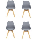 Kit 4 Cadeiras Jantar Eames Wood Leda Design Estofada Cinza