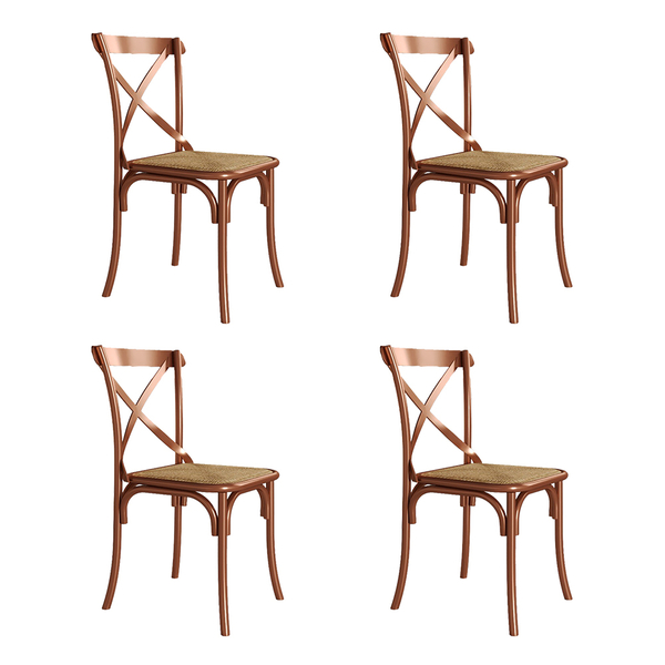 Kit 4 Cadeiras Katrina Cobre Assento Corano Aço