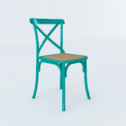 Kit 4 Cadeiras Katrina X Azul Turquesa Assento Bege Aço Astur