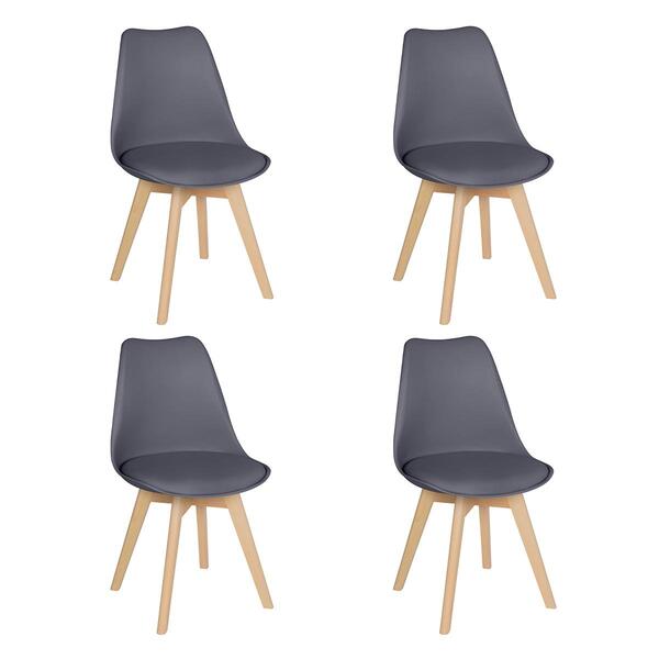 Kit 4 Cadeiras Leda Com Assento Estofado