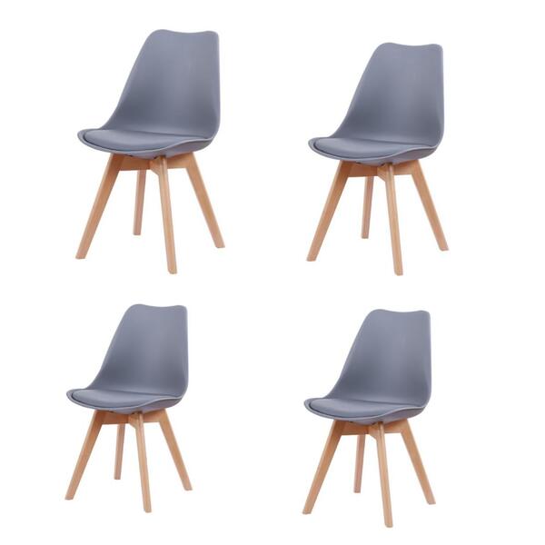 Kit 4 Cadeiras Leda Joly Rivatti Polipropileno Cinza Base Mad