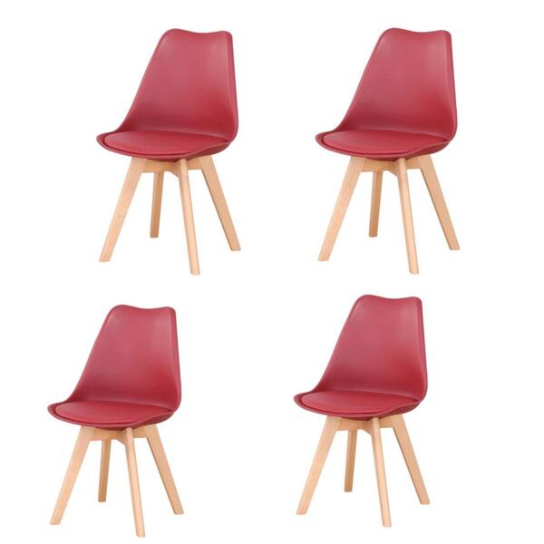 Kit 4 Cadeiras Leda Joly Rivatti Polipropileno Marsala Base M