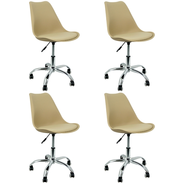 Kit 4 Cadeiras Leda Office Luisa Saarinen Estofada Base Girat