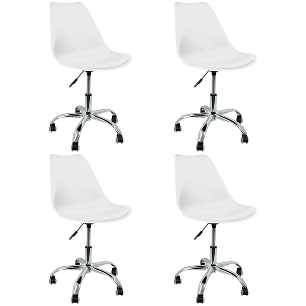 Kit 4 Cadeiras Leda Office Luisa Saarinen Estofada Base Girat