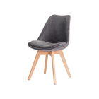 Kit 4 Cadeiras Leda Saarinen Design Veludo Cinza Sala Cozinha