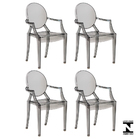Kit 4 Cadeiras Louis Ghost Preto Translúcido