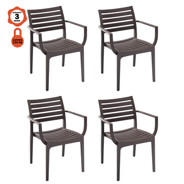 Kit 4 Cadeiras Macela Café Empilhavel Para Cozinha Sala De Ja