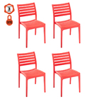 Kit 4 Cadeiras Macela Vermelho Sem Braço Empilhavel Para Cozi