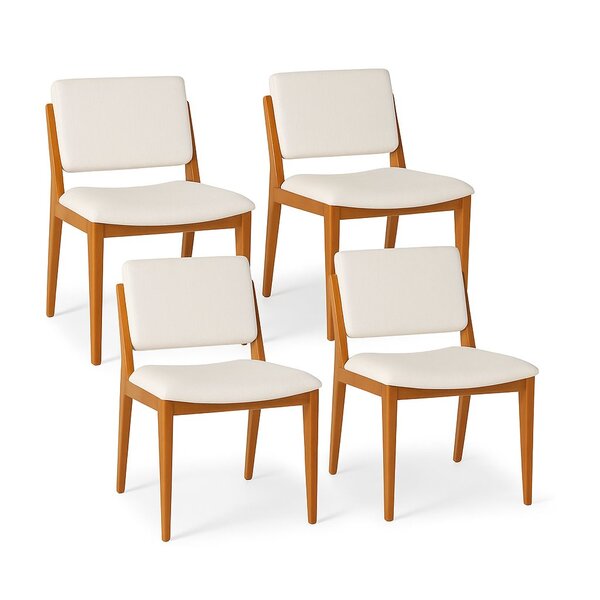 Kit 4 Cadeiras Madeira Maciça Encosto E Assento Estofado Ugan